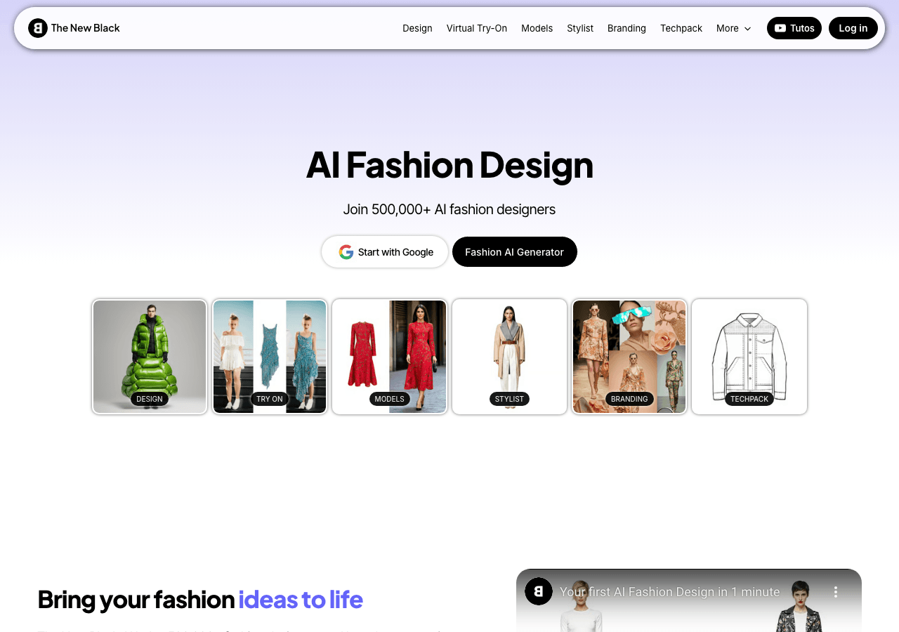 The New Black Image Generation showing Image Generation - AI-powered fashion design for creators, brands, and trendsetters