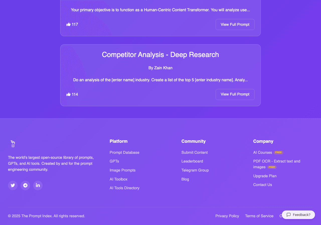 The Prompt Index Writing & Translation showing Writing & Translation - Access the world’s most complete AI prompt database an