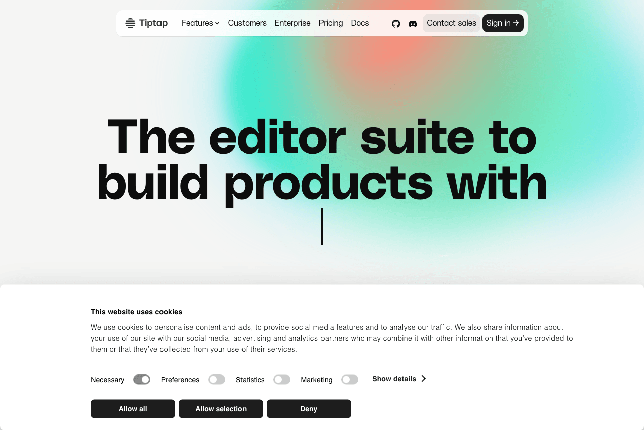 Tiptap Writing & Translation showing Writing & Translation - Create your editor with the features you want