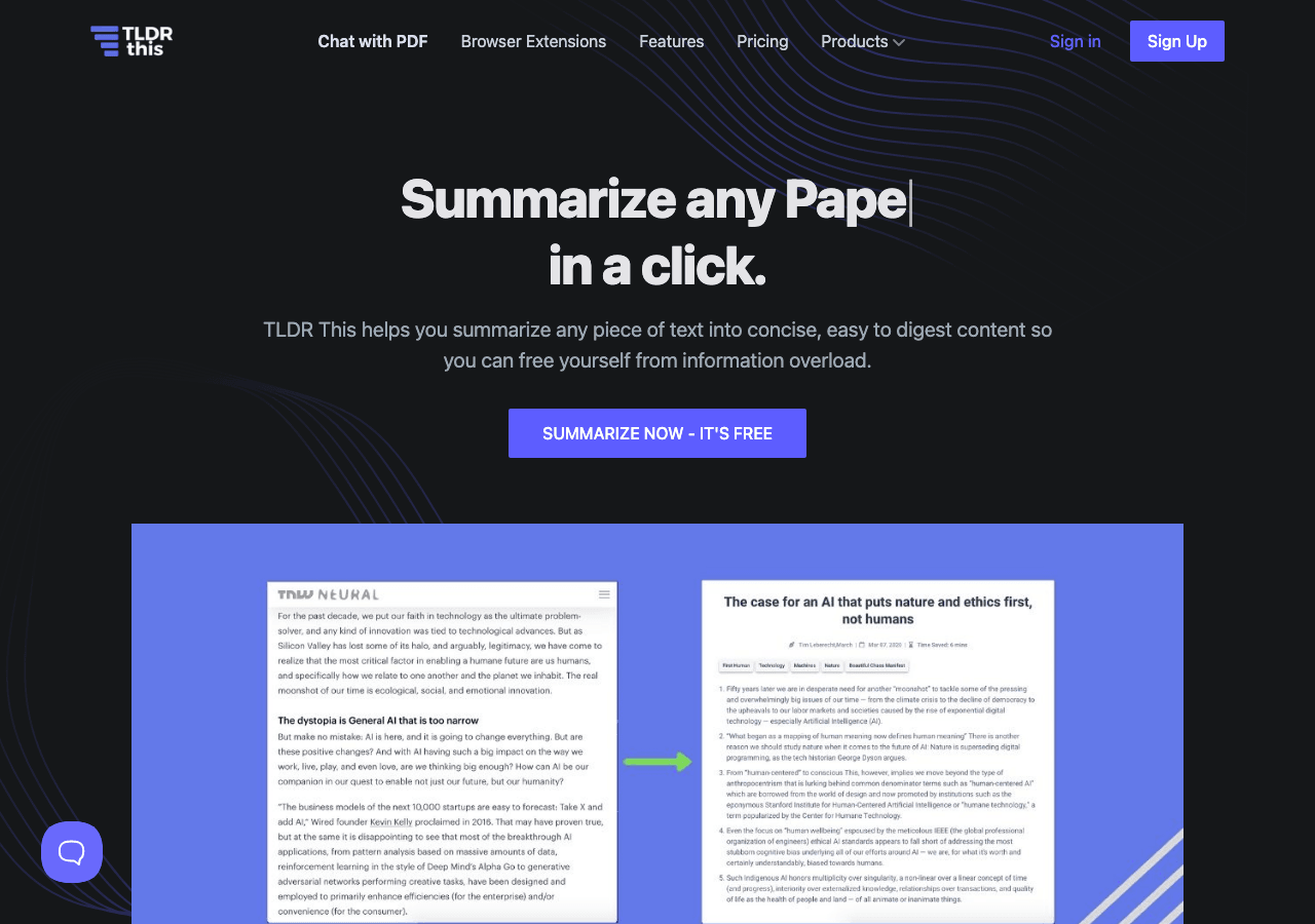 TLDR This Conversational AI showing Conversational AI - Single platform, endless summaries
