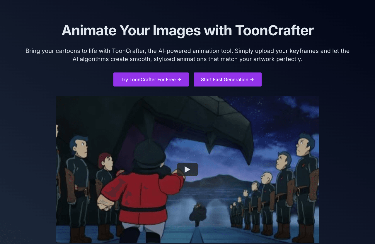 ToonCrafter Design showing Design - Bring your cartoons to life with AI