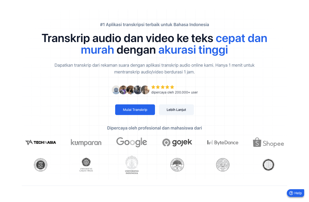 Transkrip.com Writing & Translation showing Writing & Translation - Effortless Transcription Solutions