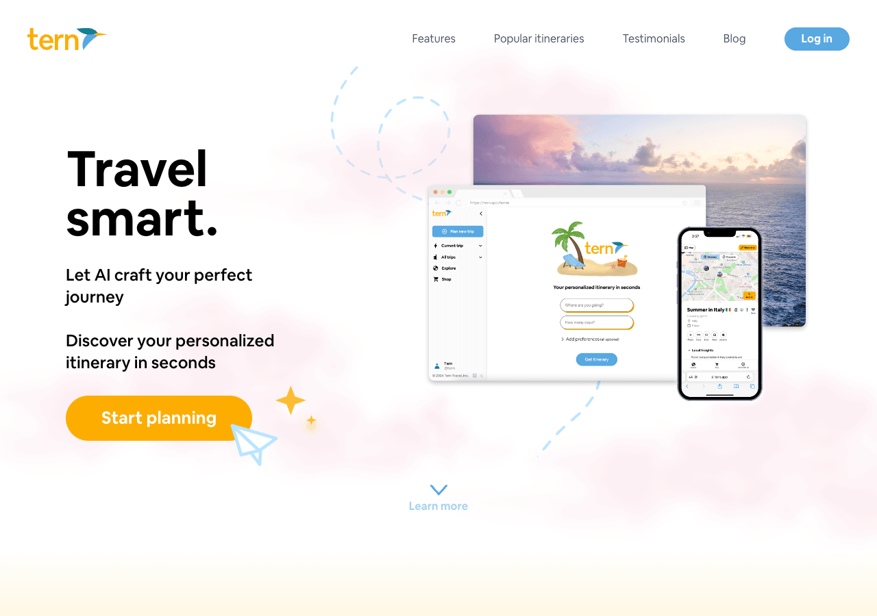 Tern Productivity & Collaboration showing Productivity & Collaboration - The all‑in‑one AI platform for modern travel advisor