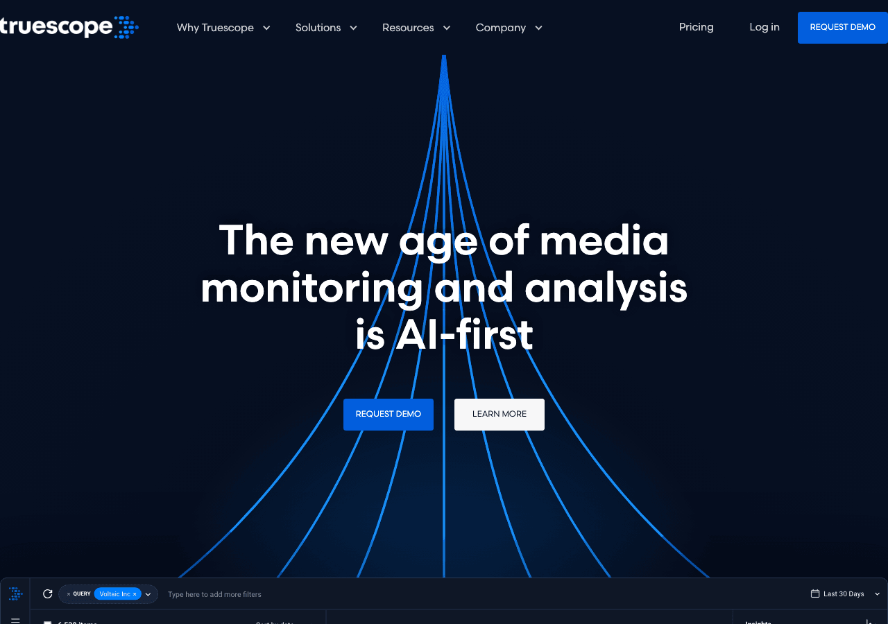 Truescope Conversational AI showing Conversational AI - Empower your media intelligence