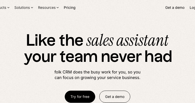 folk Productivity & Collaboration showing Productivity & Collaboration - The CRM for effortless, AI-driven contact management