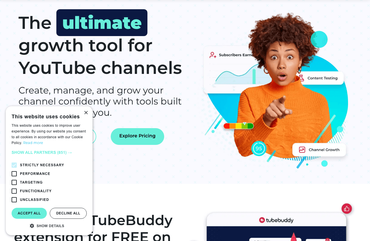 TubeBuddy Marketing Automation showing Marketing Automation - The Premier YouTube Channel Management Toolkit