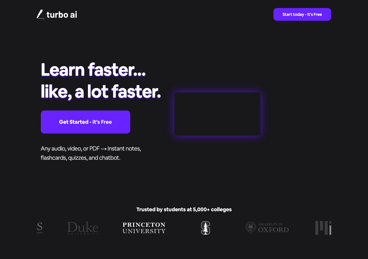 TurboLearn AI Productivity & Collaboration showing ai study assistant - Learn Smarter, Study Faster with AI