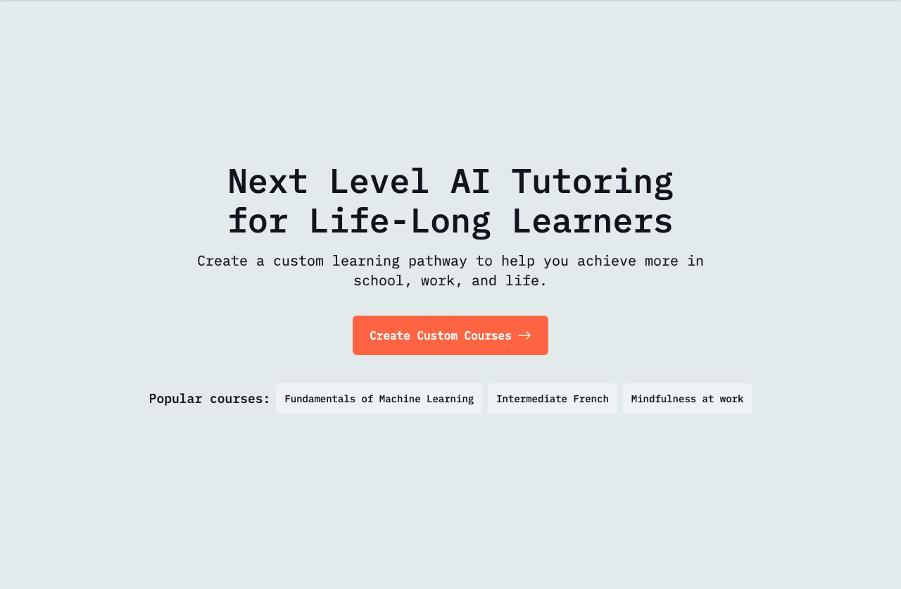 Tutor AI Conversational AI showing Conversational AI - Your personal AI tutor to learn anything, anytime, anywhere