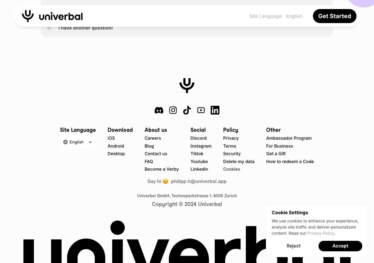 Univerbal Conversational AI showing Conversational AI - Break language barriers effortlessly