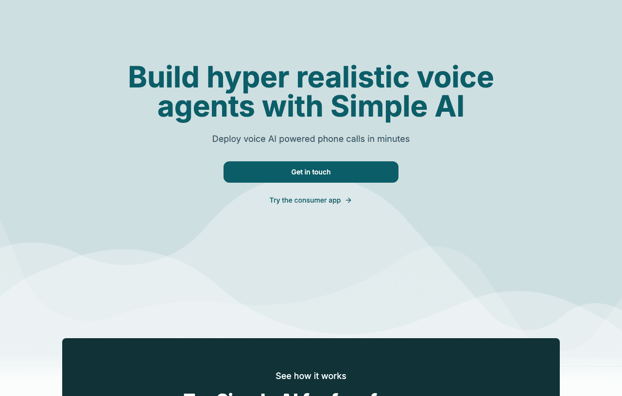 Simple AI Conversational AI showing Conversational AI - AI phone agents made simple