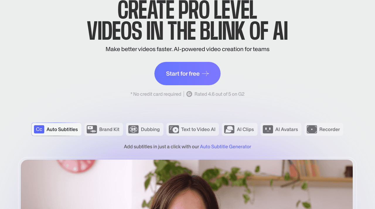 VEED Video Editing showing ai video editor - Create Professional Videos in Minutes with AI