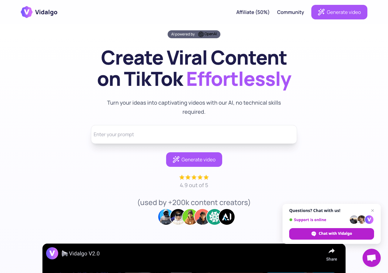 Vidalgo Video Editing showing Video Editing - Empowering AI Solutions