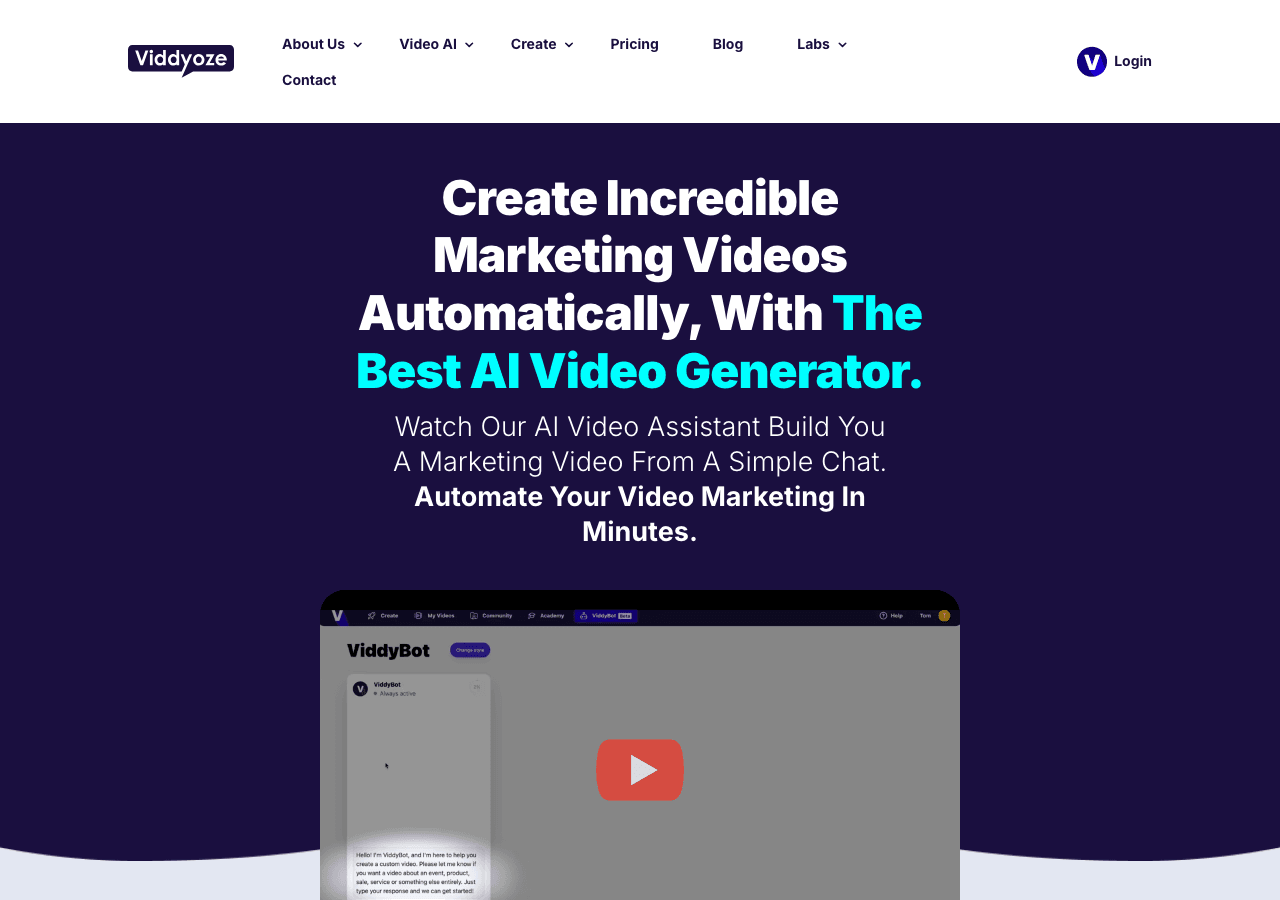 Viddyoze Video Generation showing Video Generation - AI video creation made effortless—turn ideas, chat, or reviews into prof