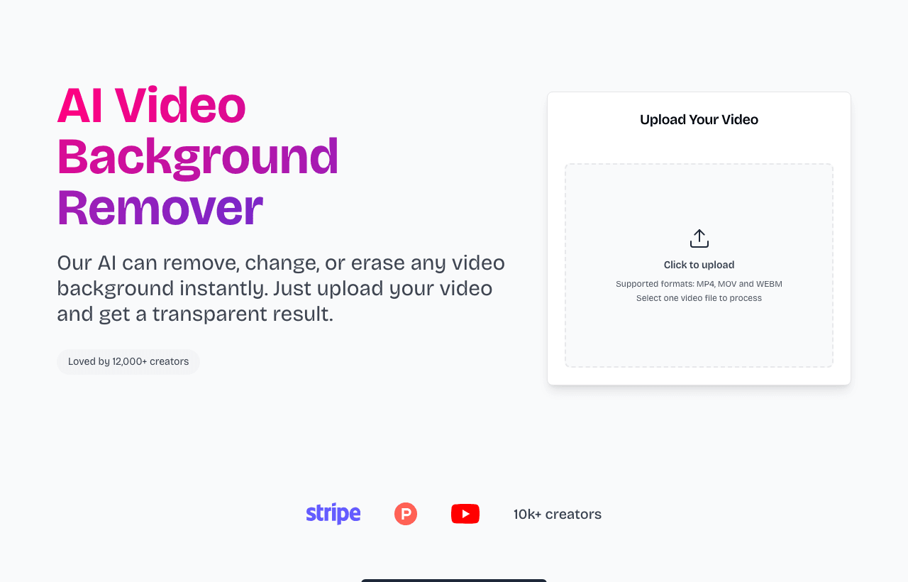 VideoBGRemover Video Editing showing Video Editing - Easily remove backgrounds from videos