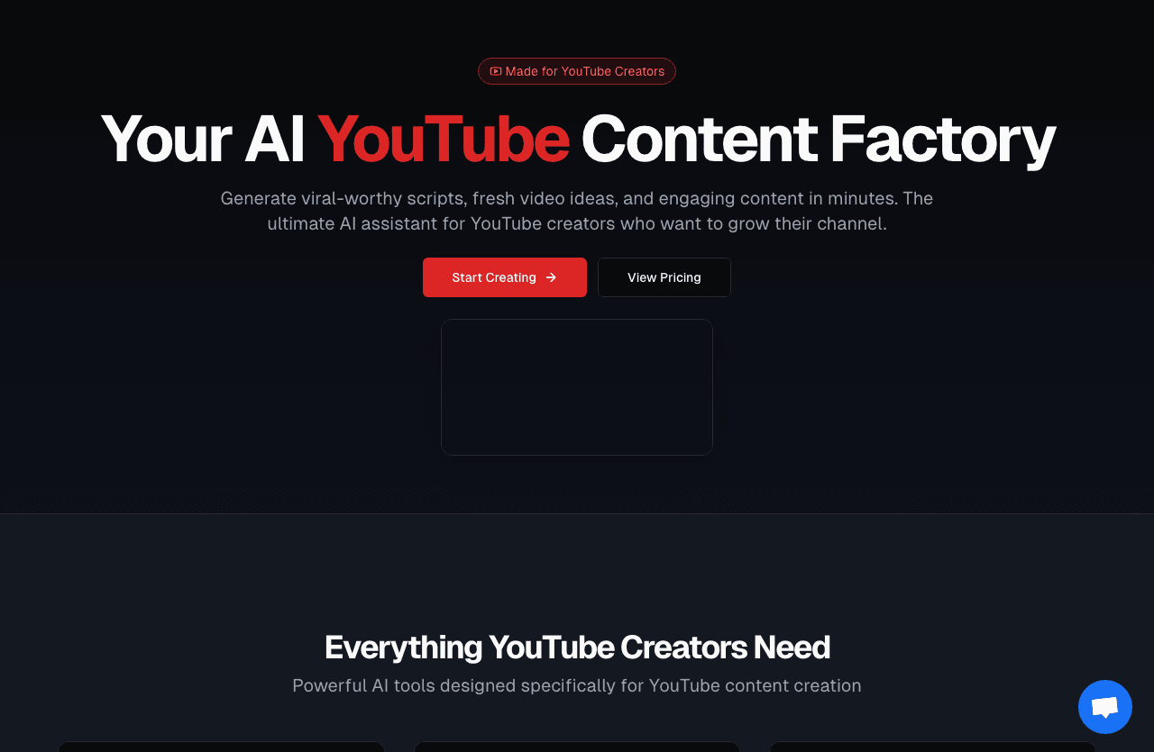 VideoIdeas.ai Video Generation showing Video Generation - Create YouTube Content in Minutes