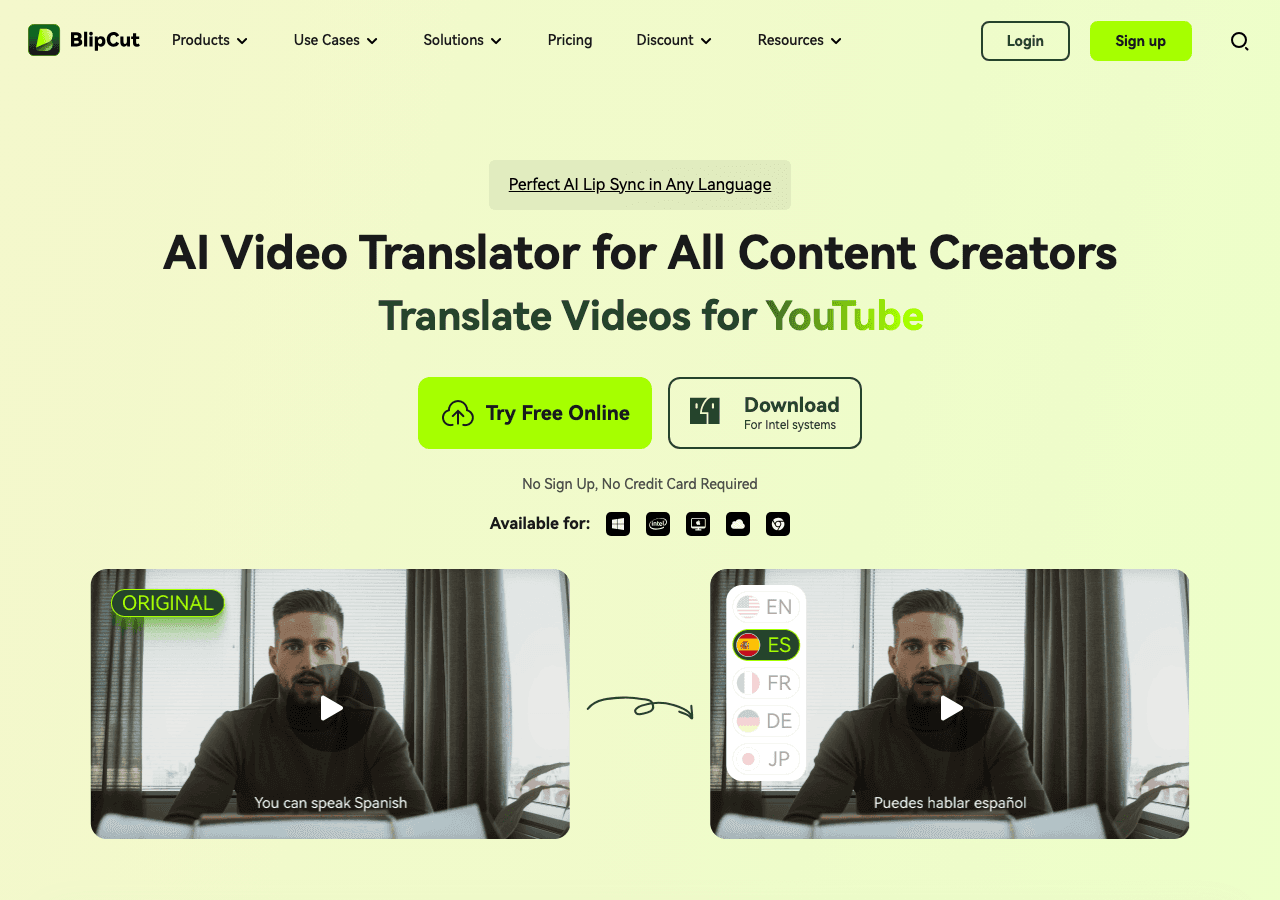 BlipCut AI Video Translator Video Editing showing Video Editing - Translate Videos Effortlessly