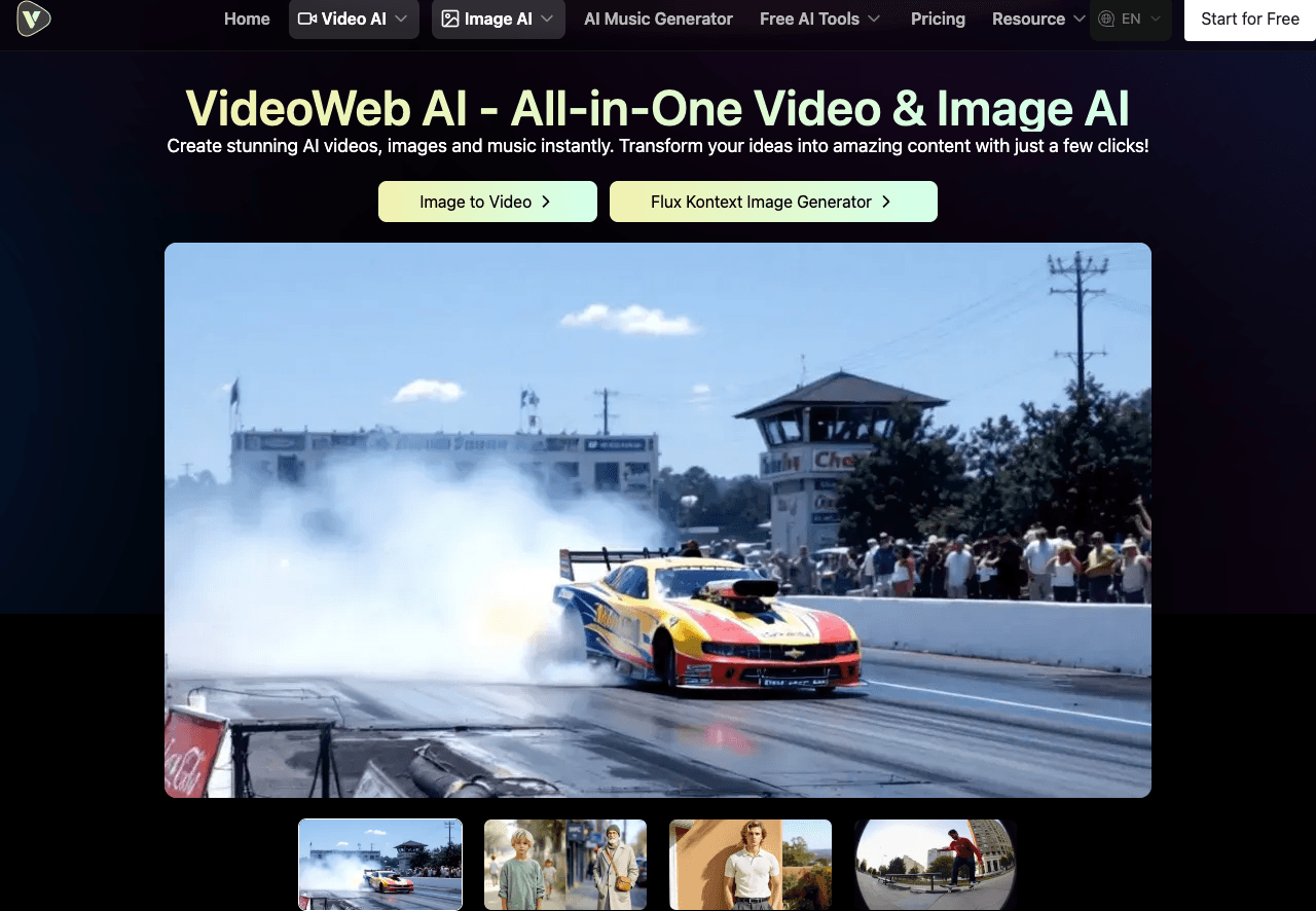 VideoWeb AI Video Generation showing Video Generation - Unleash Creativity: Transform Text & Images into Stunning AI Videos &