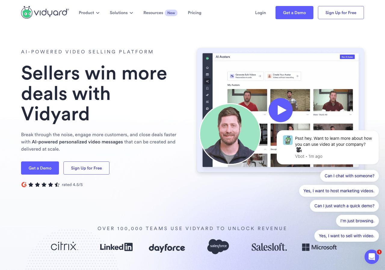 Vidyard Video Generation showing Video Generation - Video for Business