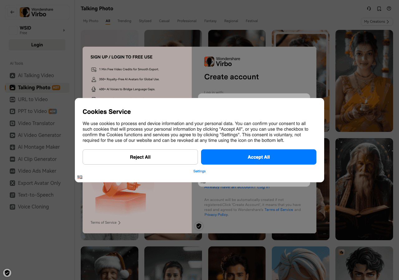 Wondershare Virbo Image Generation showing talking photos - Turn your photos into talking moments
