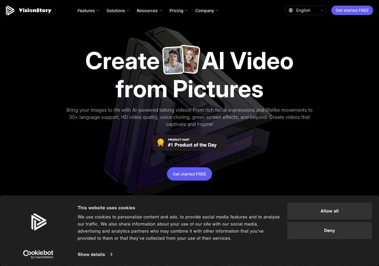 VisionStory AI Video Generation showing Video Generation - Transforming images into captivating stories