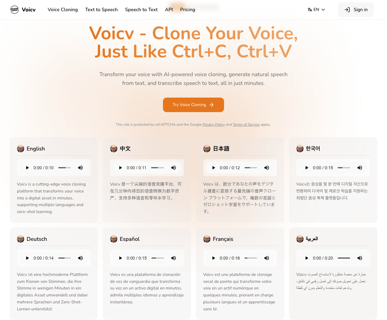 Voicv Audio Generation showing Audio Generation - Transforming voices into text with precision
