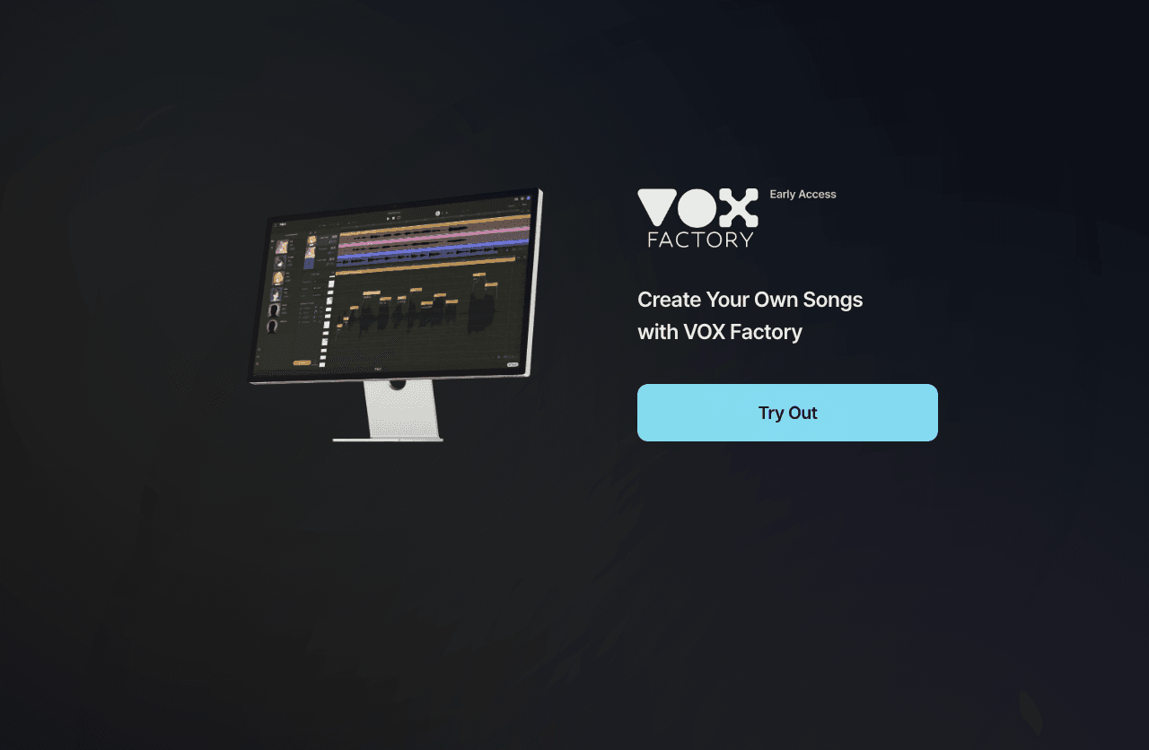 VOX Factory Audio Generation showing Audio Generation - Turn your lyrics and melodies into expressive AI vocals