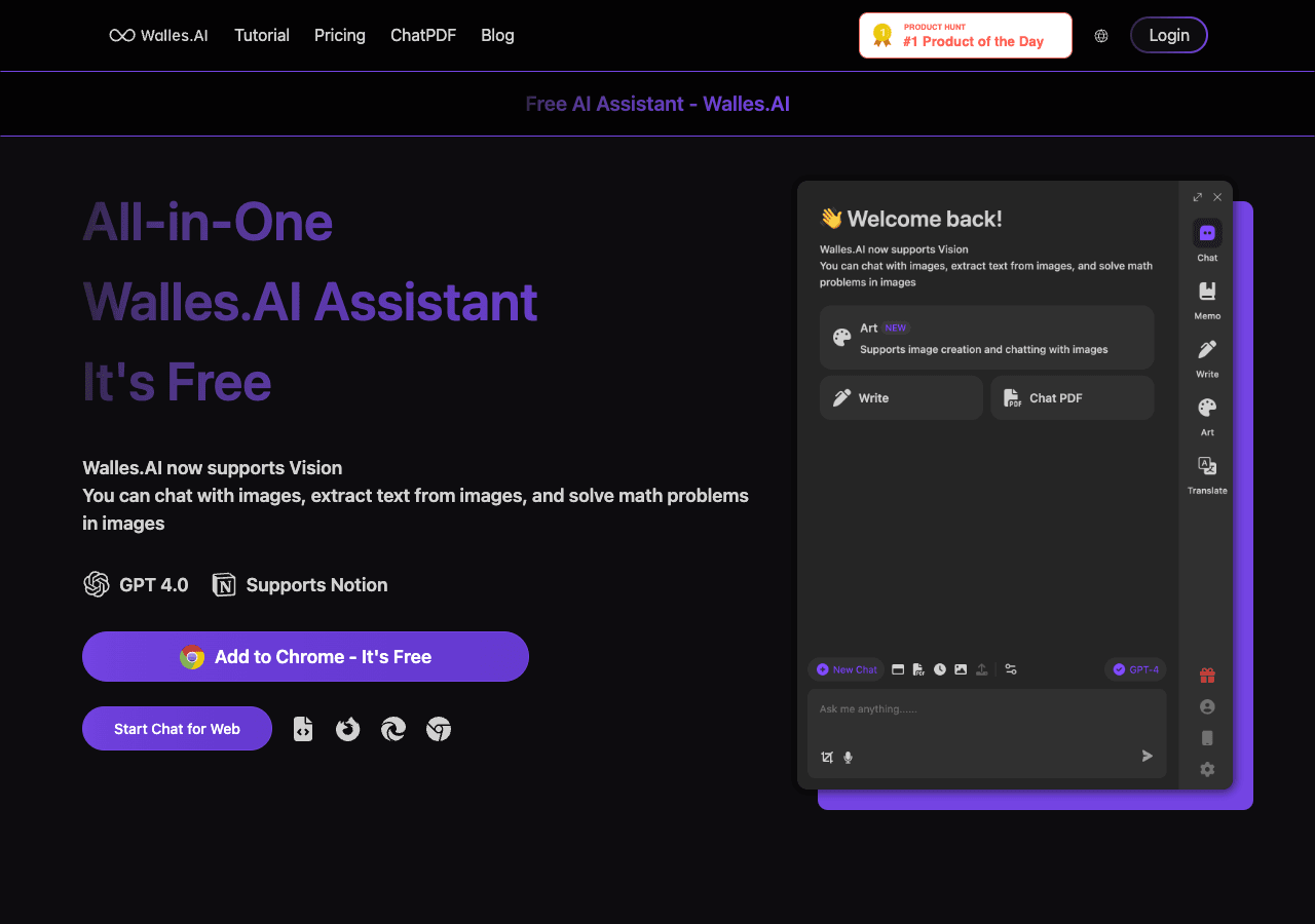 Walles.AI Conversational AI showing Conversational AI - Your all-in-one browser AI assistant for insights, summaries, and sma