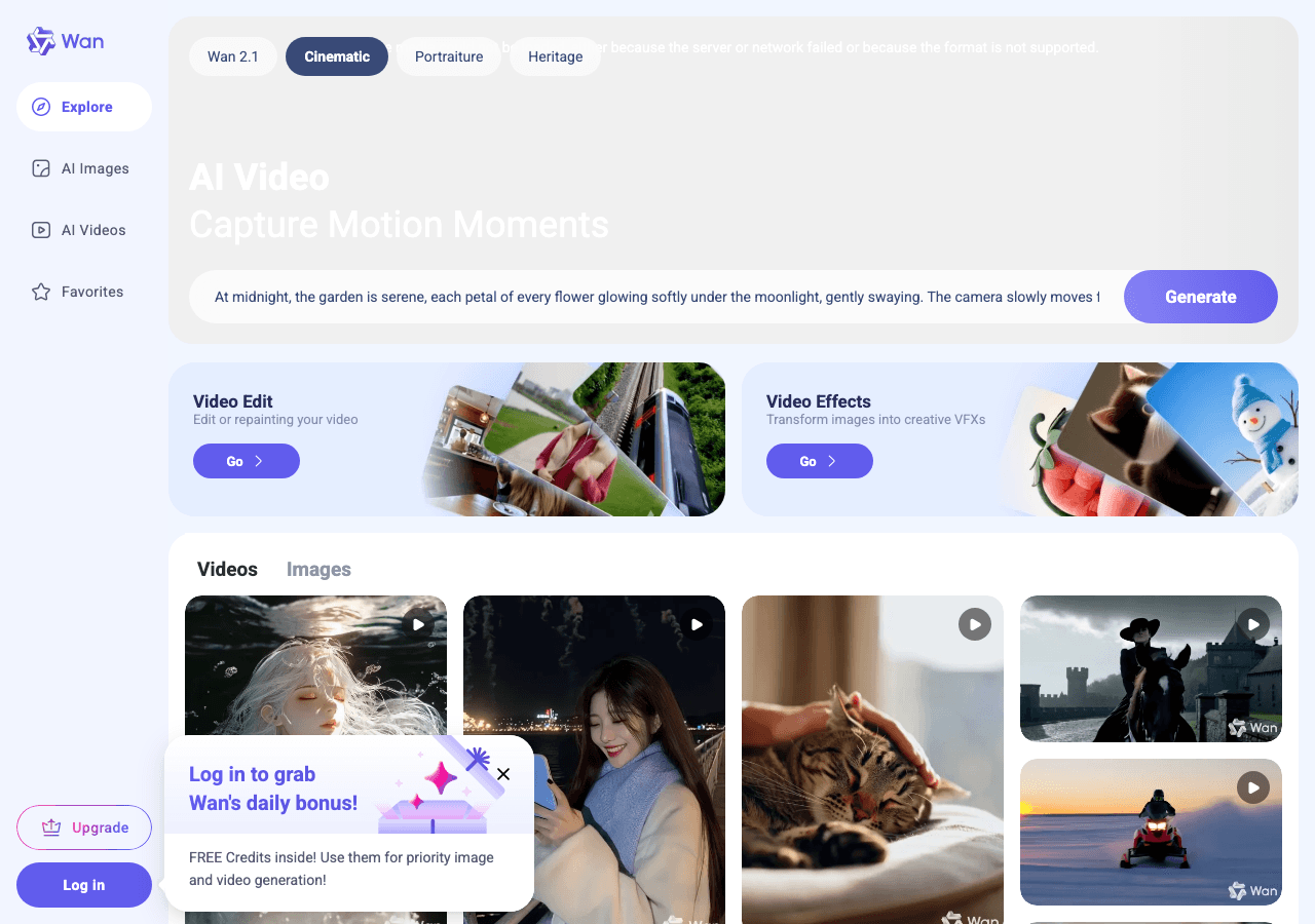 Wan Screenshot - AI tool for Marketing Professionals
