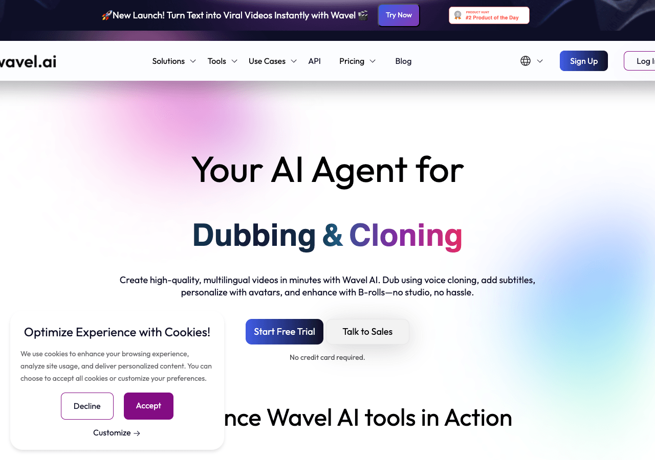 Wavel AI Audio Generation showing Audio Generation - Empowering global communication through AI