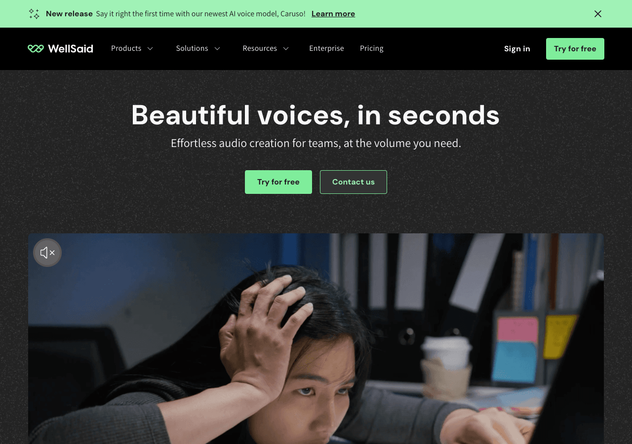 WellSaid Labs Audio Generation showing Audio Generation - Elevating human-computer interaction through synthetic voices