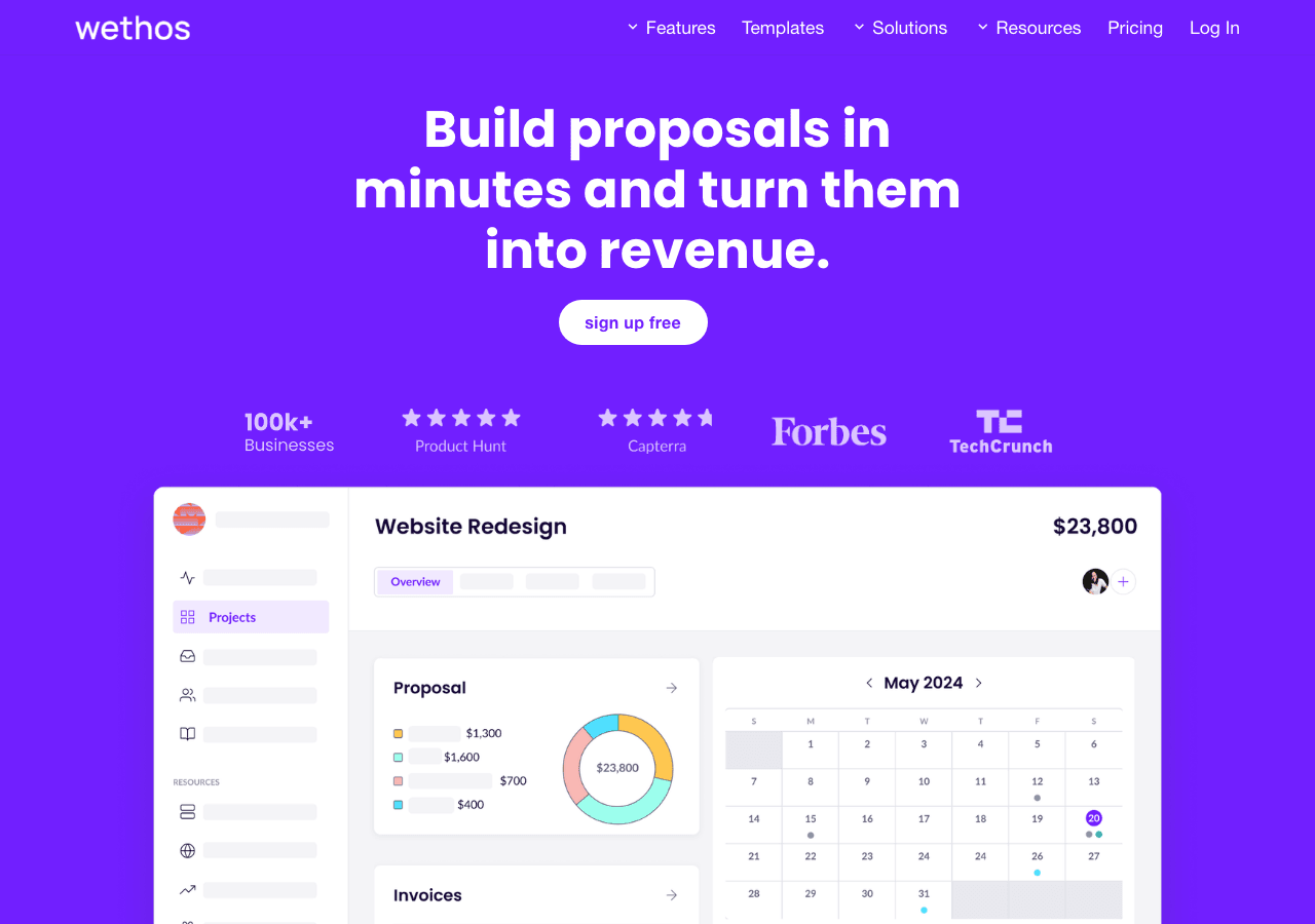 Wethos Productivity & Collaboration showing Productivity & Collaboration - Freelance co-pilot: Proposals, invoicing, and comm