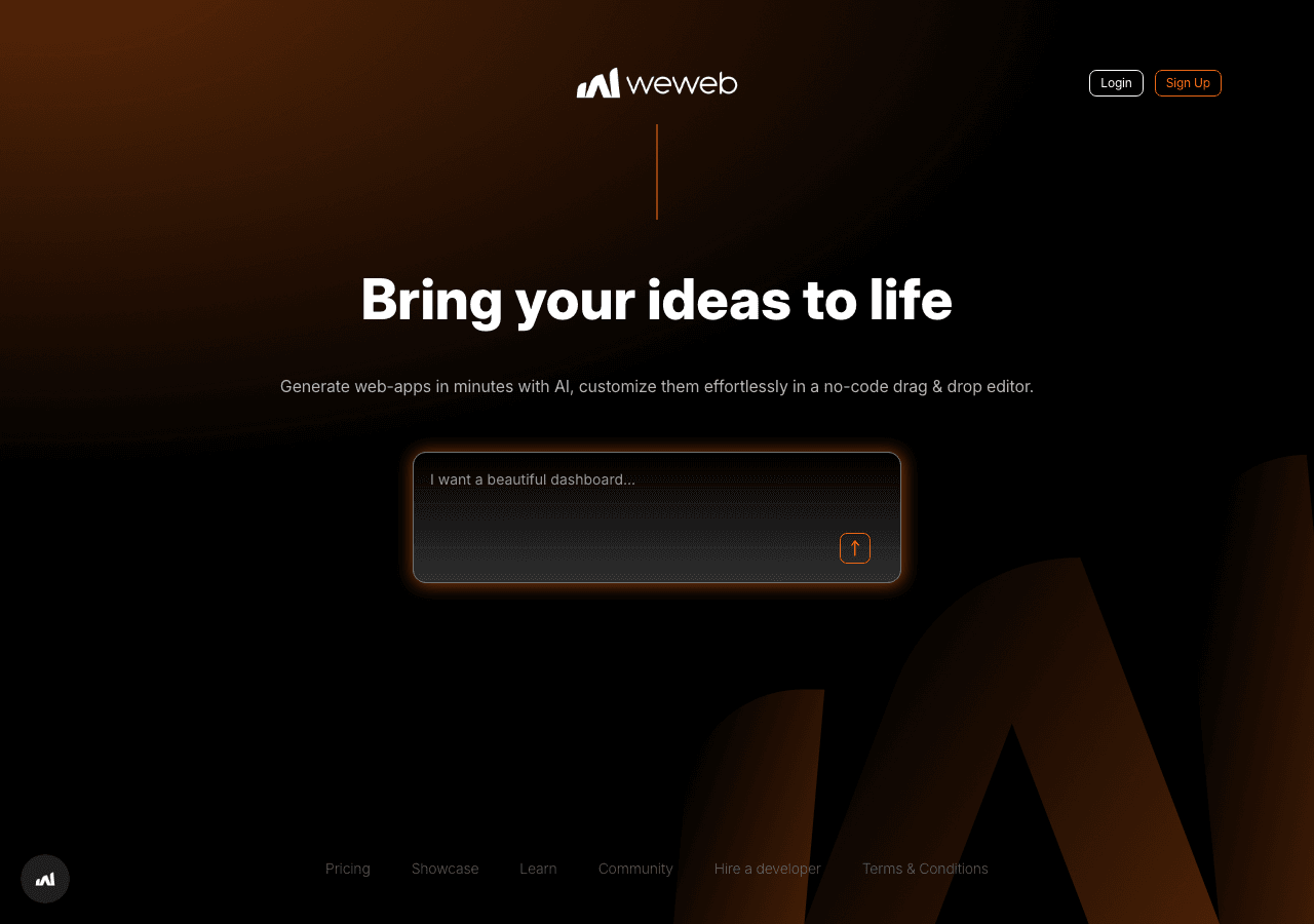 WeWeb Design showing Design - Build apps and websites with AI—no coding required