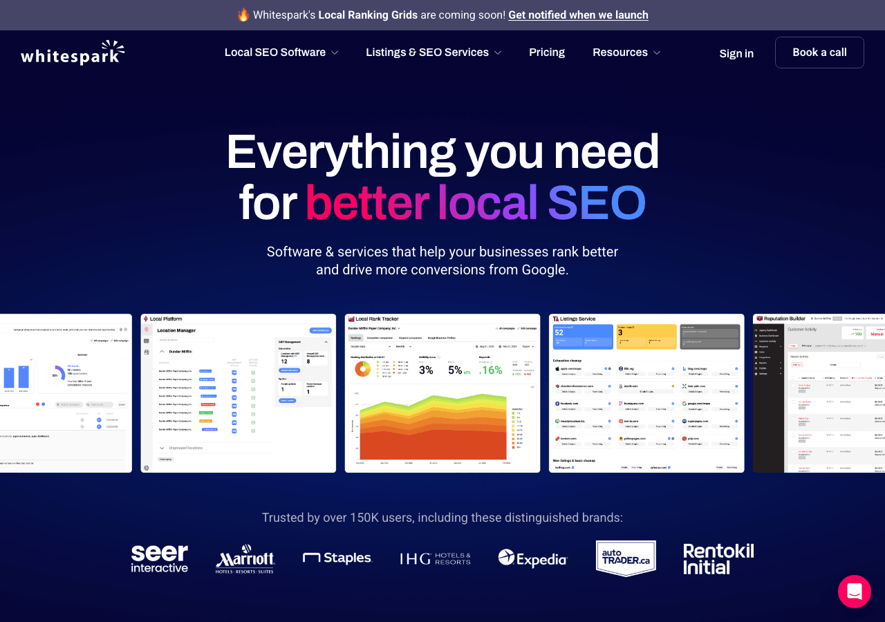 Whitespark Search & Discovery showing Search & Discovery - Local SEO Tools, Services, and Research