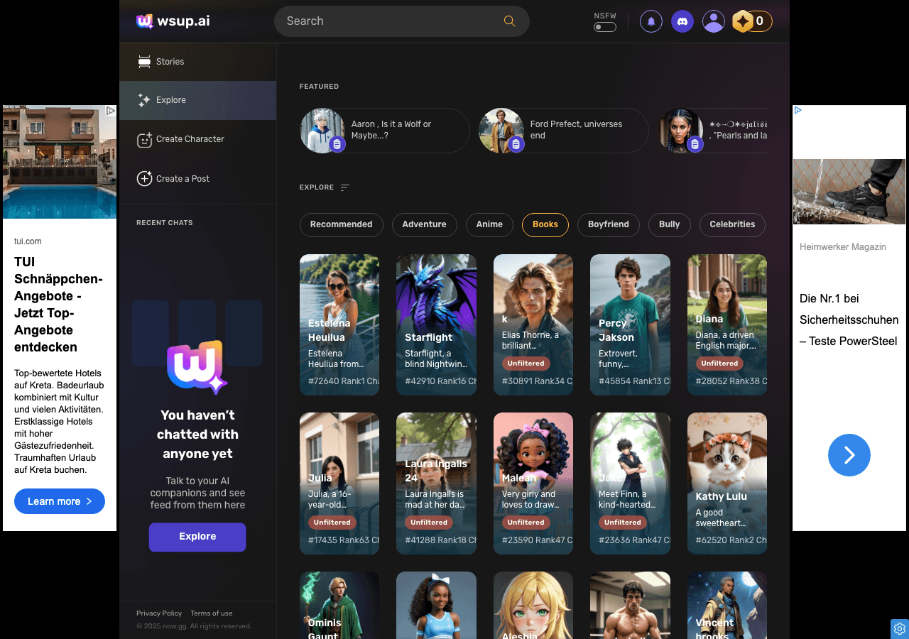 wsup.ai Conversational AI showing Conversational AI - Empowering Your Web Content with AI