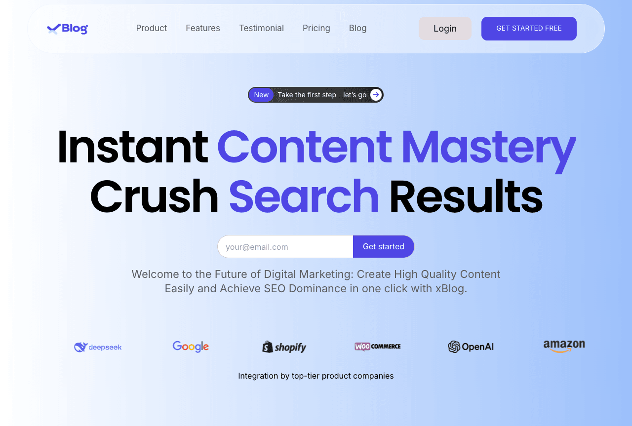 Xblog AI Writing & Translation showing Writing & Translation - Instant Content Mastery: Dominate SEO with xBlog AI