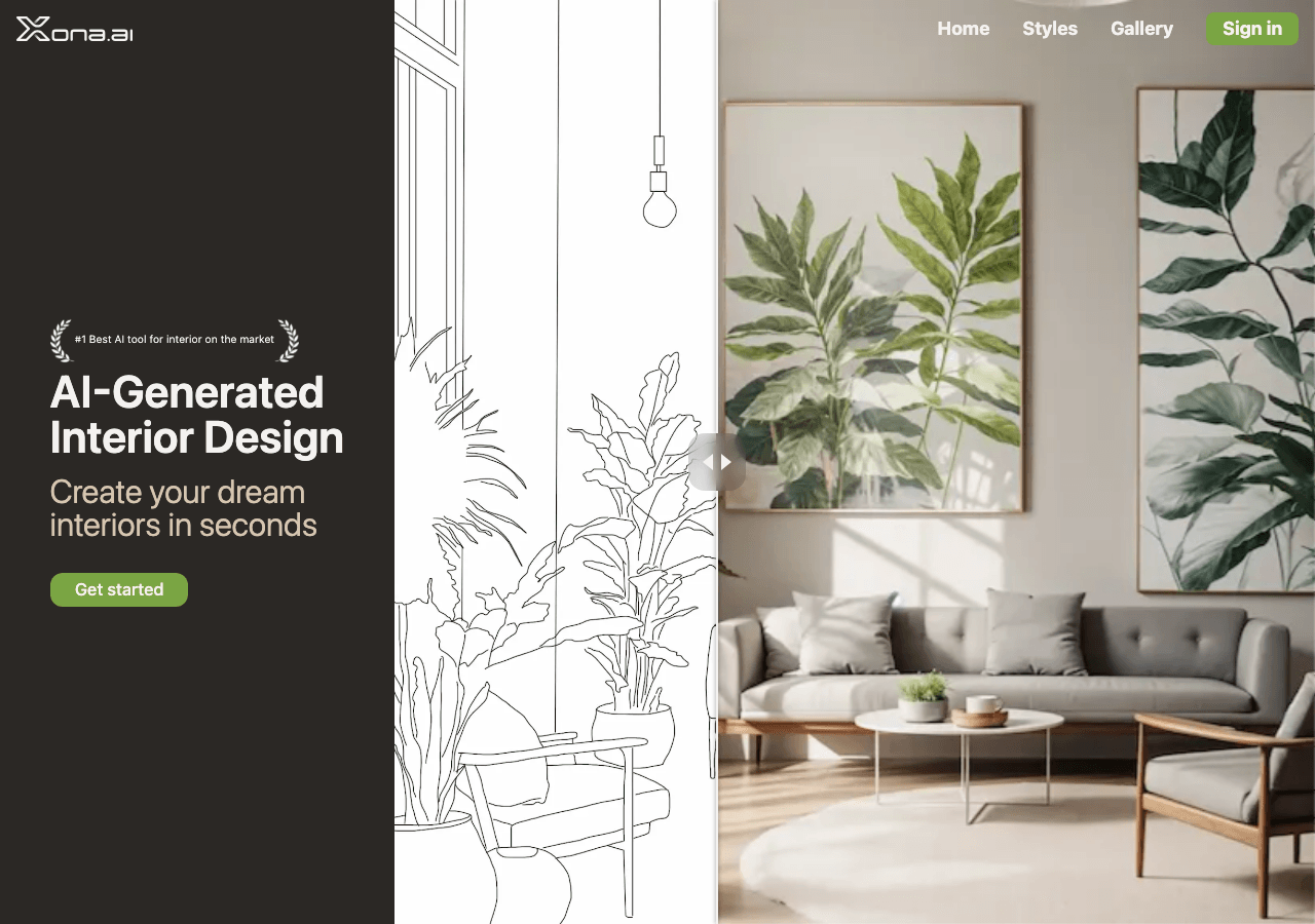 xona.ai Design showing Design - Design Your Space with AI