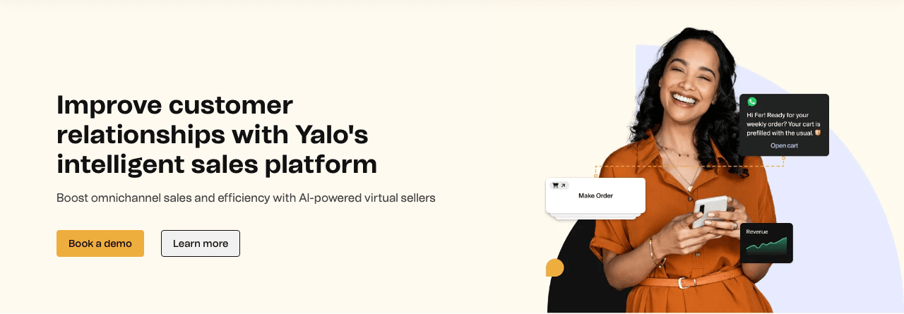 Yalo Conversational AI showing Conversational AI - AI-powered conversational commerce on WhatsApp.