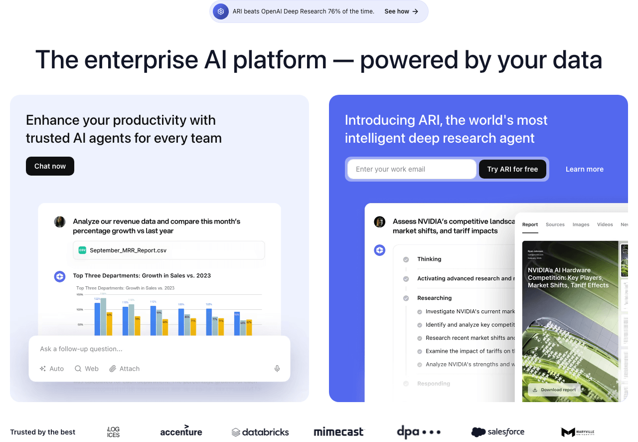 You.com Conversational AI showing Conversational AI - AI-powered search, chat, and team collaboration workspace