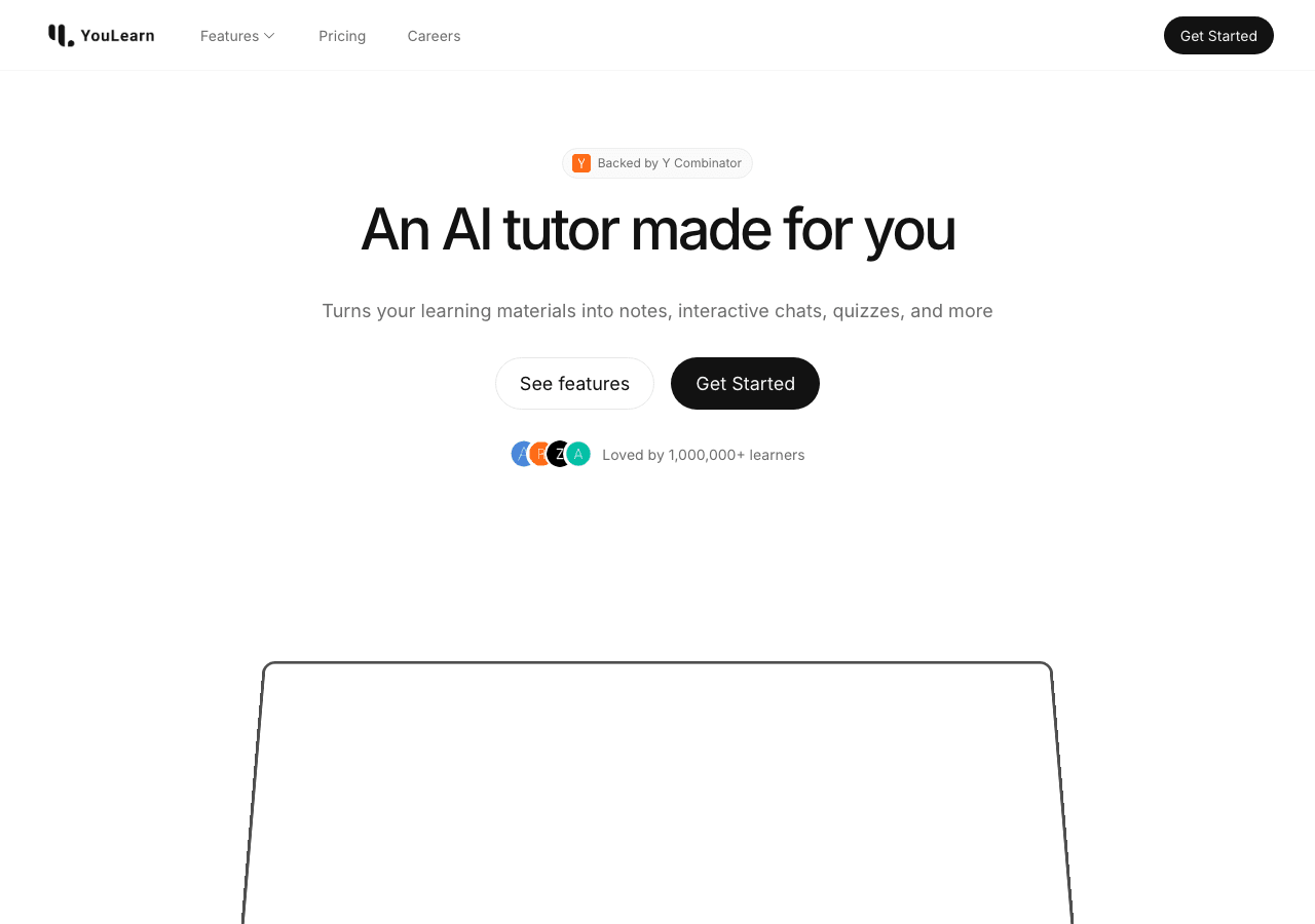 YouLearn Conversational AI showing Conversational AI - An AI tutor made for you and your learning materials