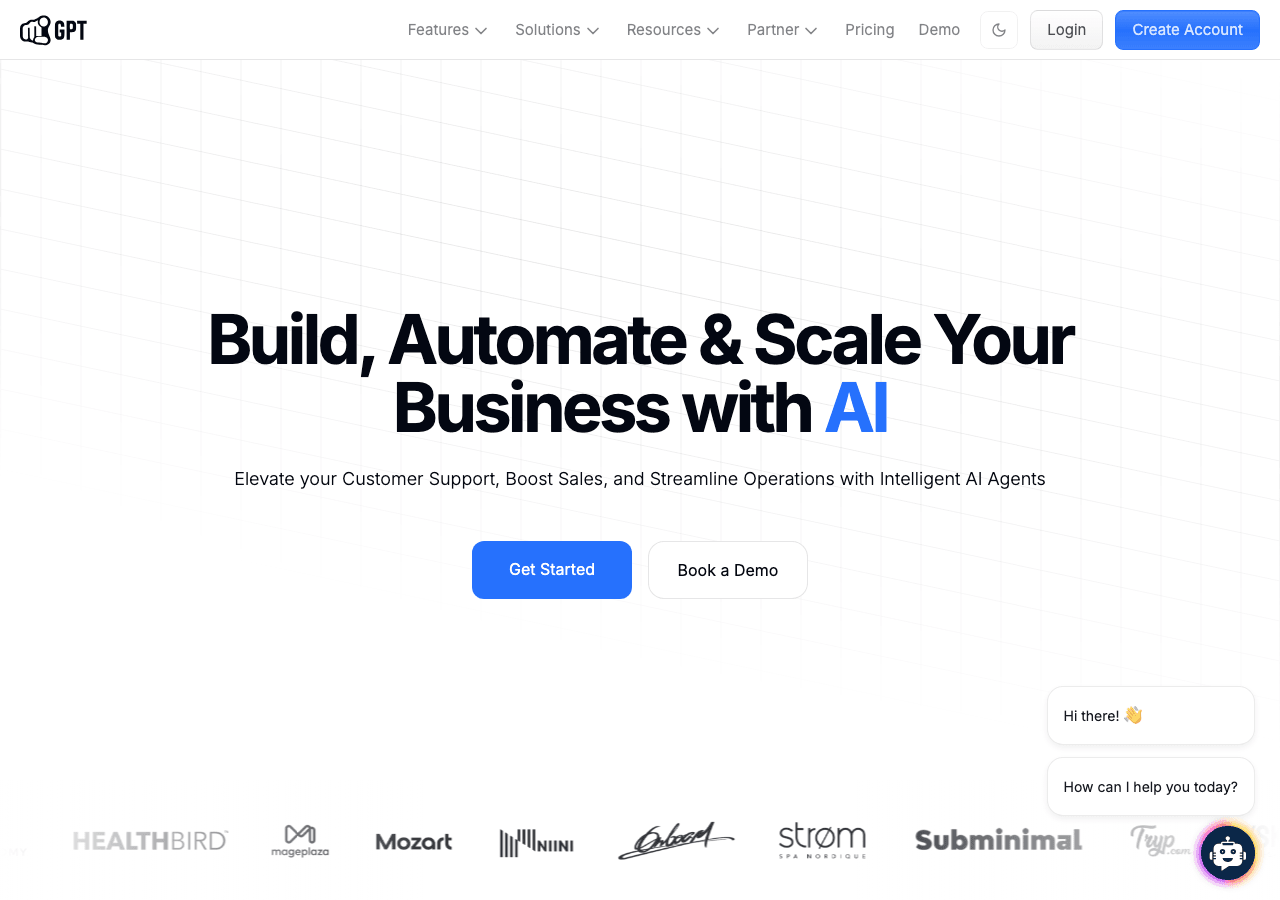 YourGPT AI Conversational AI showing Conversational AI - AI copilots for business: automate support, sales, and workflows—cus