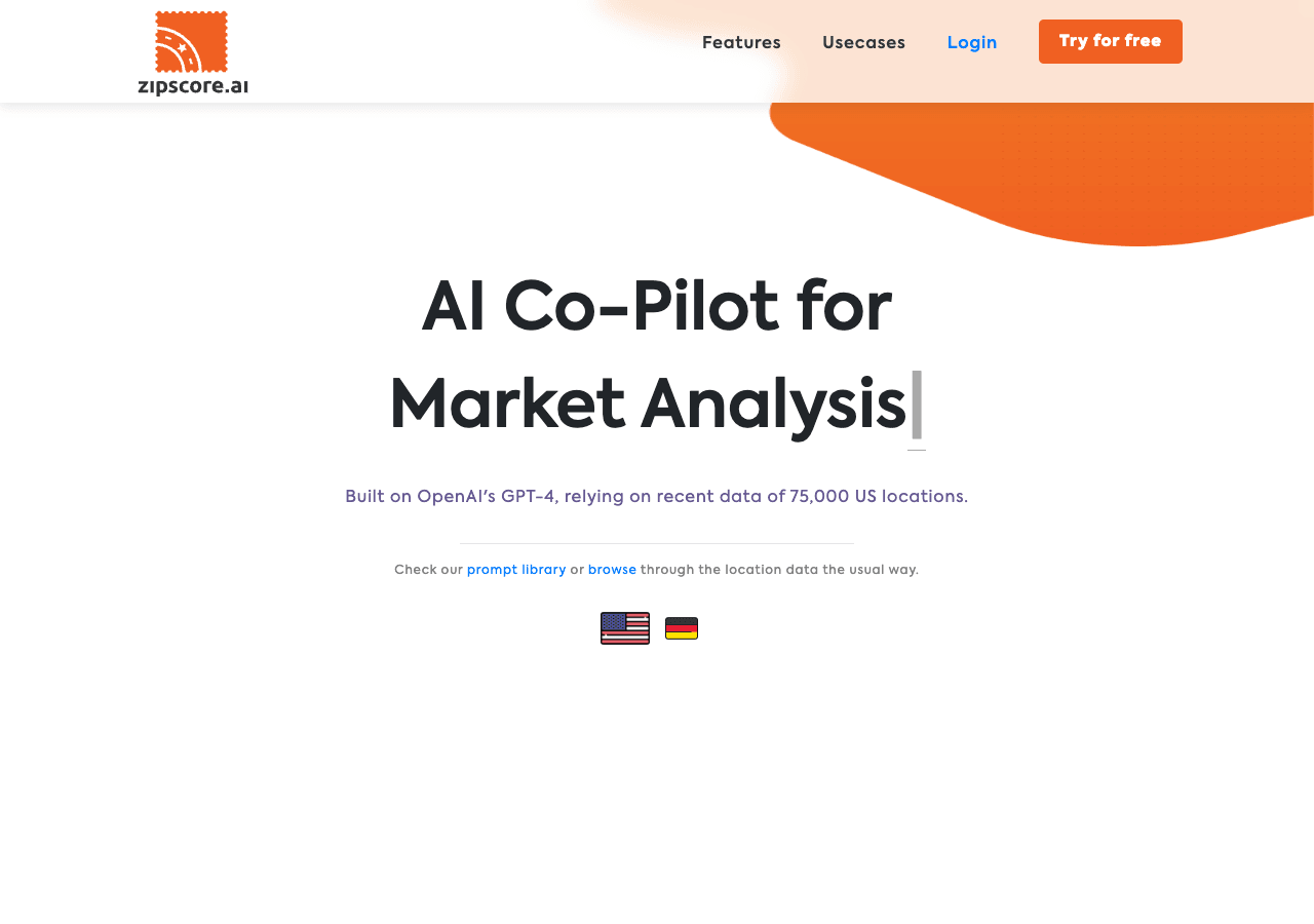 Zipscore.ai Data Analytics showing Data Analytics - Unlock Insights from Zip Codes
