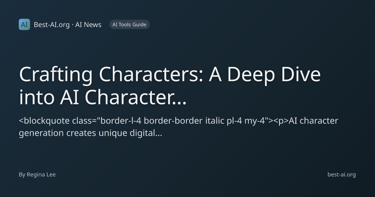 Crafting Characters: A Deep Dive into AI Character Generation Platforms ...