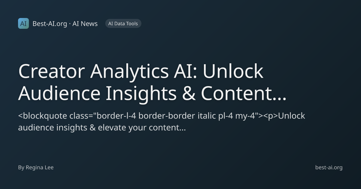 Creator Analytics AI: Unlock Audience Insights & Content Strategy ...