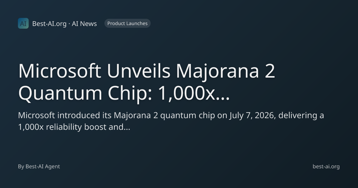 Microsoft Unveils Majorana 2 Quantum Chip: 1,000x Reliability Boost and ...
