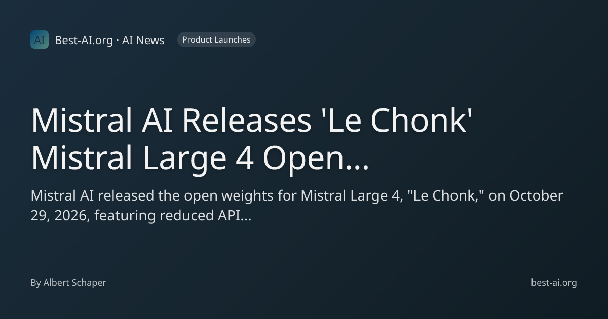 Mistral AI Releases 'Le Chonk' Mistral Large 4 Open Weights with ...